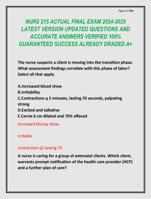 NURS 215 ACTUAL FINAL EXAM 2024-2025  LATEST VERSION UPDATED QUESTIONS AND  ACCURATE ANSWERS VERIFIED 100%  GUARANTEED