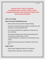 END OF LIFE CARE & NURSING  CONSIDERATION STUDY GUIDE LATEST  VERSION 2024-2025 UPDATED QUESTIONS AND  DETAILED ANSWERS