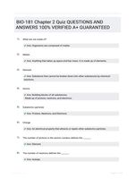 BIO-181 Chapter 2 Quiz QUESTIONS AND ANSWERS 100% VERIFIED A+ GUARANTEED