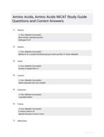 Amino Acids, Amino Acids MCAT Study Guide Questions and Correct Answers