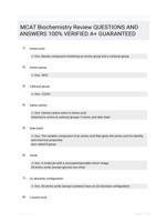 MCAT Biochemistry Review QUESTIONS AND ANSWERS 100% VERIFIED A+ GUARANTEED