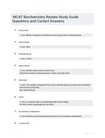 MCAT Biochemistry Review Study Guide Questions and Correct Answers