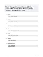 MCAT Biology (Princeton Review) EXAM QUESTIONS (367 TERMS) WITH VERIFIED DEFINITIONS UPDATED 2024