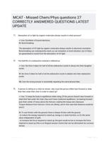 MCAT - Missed Chem/Phys questions 27 CORRECTLY ANSWERED QUESTIONS LATEST UPDATE