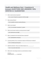 Health and Wellness Quiz 1 Questions & Answers QUESTIONS AND ANSWERS 100% VERIFIED A+ GUARANTEED