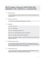 MCAT Organic Chemistry QUESTIONS AND ANSWERS 100% VERIFIED A+ GUARANTEED