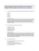 Embryology Practice Questions with Answers Study Guide Questions and Correct Answers