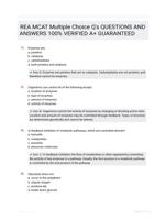 REA MCAT Multiple Choice Q's QUESTIONS AND ANSWERS 100% VERIFIED A+ GUARANTEED