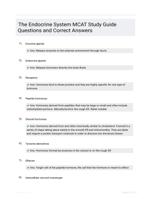 The Endocrine System MCAT Study Guide Questions and Correct Answers