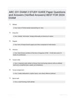 ARC 231 EXAM 2 STUDY GUIDE Paper Questions and  Answers (Verified  Answers) BEST FOR 2024  EXAM