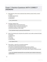 Exam 1 Practice Questions WITH CORRECT  ANSWERS