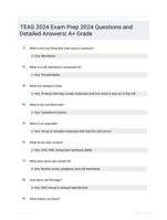 TEAS 2024 Exam Prep 2024 Questions and Detailed Answers| A+ Grade