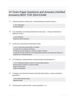 41 Exam  Paper Questions and  Answers (Verified  Answers) BEST FOR 2024  EXAM