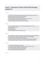 Exam 1 Questions (Final!) 2024/2025  already graded A+