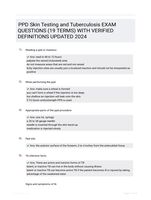 PPD Skin Testing and Tuberculosis EXAM QUESTIONS (19 TERMS) WITH VERIFIED DEFINITIONS UPDATED 2024