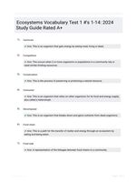 Ecosystems Vocabulary Test 1 #'s 1-14: 2024 Study Guide Rated A+