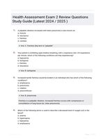 Health Assessment Exam 2 Review Questions Study Guide (Latest 2024 / 2025 )