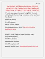 EMT FISDAD TEST BANK FINAL EXAM 2024-2025  UPDATED QUESTIONS AND ACCURATE ANSWERS  VERIFIED 100 % COMPLETE DOCUMENT FOR STUDY