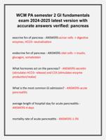 WCM PA semester 2 GI fundamentals  exam 2024-2025 latest version with  accurate answers verified: pancreas