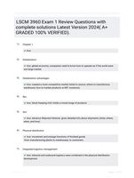 LSCM 3960 Exam 1 Review Questions with complete solutions Latest Version 2024( A+ GRADED 100% VERIFIED).