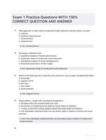 Exam 1 Practice Questions WITH 100% CORRECT QUESTION AND ANSWER