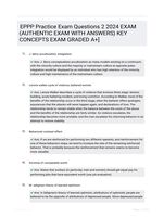 EPPP Practice Exam Questions 2 2024 EXAM (AUTHENTIC EXAM WITH ANSWERS) KEY CONCEPTS EXAM GRADED A+]