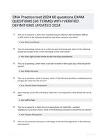 CNA Practice test 2024 60 questions  EXAM QUESTIONS (60 TERMS) WITH VERIFIED DEFINITIONS UPDATED 2024