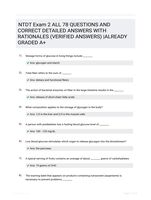 NTDT Exam 2 ALL 78 QUESTIONS AND CORRECT DETAILED ANSWERS WITH RATIONALES (VERIFIED ANSWERS) |ALREADY GRADED A+