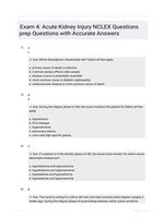 Exam 4: Acute Kidney Injury NCLEX Questions prep Questions  with Accurate Answers