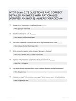 NTDT Exam 2 78 QUESTIONS AND CORRECT DETAILED ANSWERS WITH RATIONALES (VERIFIED ANSWERS) |ALREADY GRADED A+