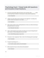 Psychology Exam 1 Study Guide (40 Questions and Answers) Great Solutions.