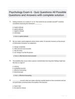 Psychology Exam 6 - Quiz Questions All Possible Questions and Answers with complete solution