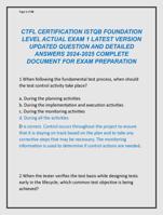 CTFL CERTIFICATION ISTQB FOUNDATION  LEVEL ACTUAL EXAM 1 LATEST VERSION  UPDATED QUESTION AND DETAILED  ANSWERS 2024-2025