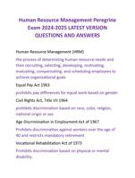 Human Resource Management Peregrine  Exam 2024-2025 LATEST VERSION  QUESTIONS AND ANSWERS