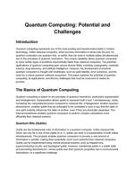 Quantum Computing: Potential and Challenges