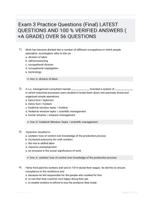 Exam 3 Practice Questions (Final) LATEST QUESTIONS AND 100 % VERIFIED ANSWERS ( +A GRADE) OVER 56 QUESTIONS