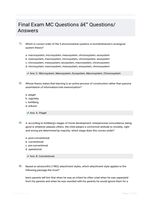 Final Exam MC Questions - Questions/Answers