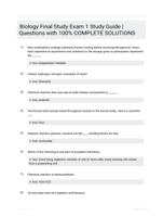 Biology Final Study Exam 1 Study Guide | Questions  with 100% COMPLETE SOLUTIONS