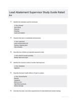 Lead Abatement Supervisor Study Guide Rated A+