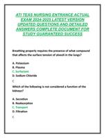 ATI TEAS NURSING ENTRANCE ACTUAL  EXAM 2024-2025 LATEST VERSION  UPDATED QUESTIONS AND DETAILED  ANSWERS COMPLETE DOCUMENT