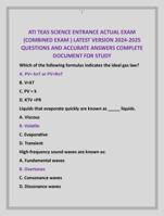 ATI TEAS SCIENCE ENTRANCE ACTUAL EXAM  (COMBINED EXAM ) LATEST VERSION 2024-2025  QUESTIONS AND ACCURATE ANSWERS