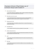 Champion School of Real Estate-Law of Contracts Study Guide Graded A+