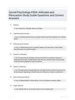 Social Psychology P304: Attitudes and Persuasion Study Guide Questions and Correct Answers