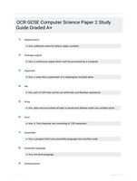 OCR GCSE Computer Science Paper 2 Study Guide Graded A+