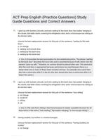 ACT Prep English (Practice Questions) Study Guide Questions and Correct Answers