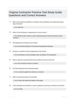 Virginia Contractor Practice Test Study Guide Questions and Correct Answers