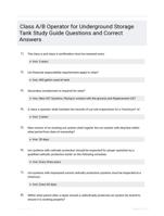 Class A/B Operator for Underground Storage Tank Study Guide Questions and Correct Answers