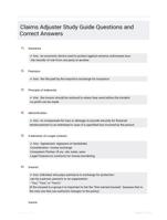 Claims Adjuster Study Guide Questions and Correct Answers