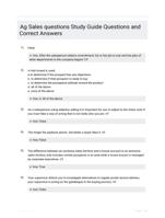 Ag Sales questions Study Guide Questions and Correct Answers