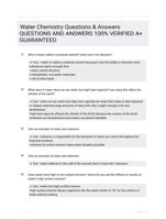 Water Chemistry Questions & Answers QUESTIONS AND ANSWERS 100% VERIFIED A+ GUARANTEED